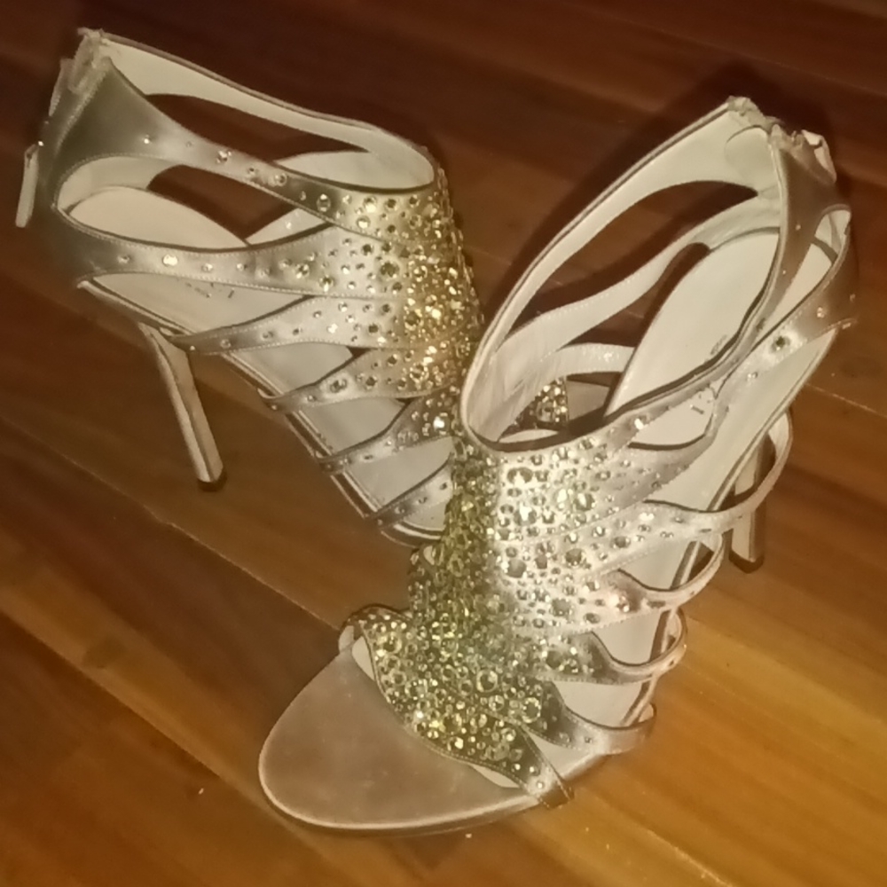 Gucci silver rhinestone heels